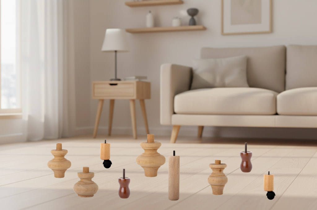 Piedini in legno per mobili: produzione su misura in legno massello